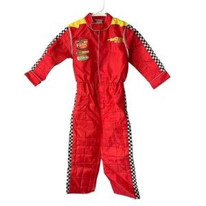 Disney Cars Red Lightning McQueen Driver Jumpsuit Belt Hat, Size 8